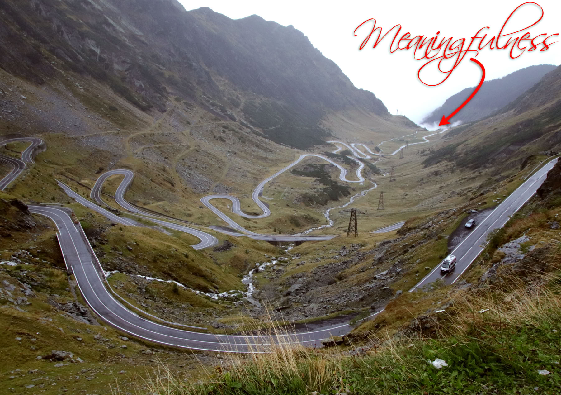 A section of the Transfăgărăşan Road, or Route 7C, in Romania.
