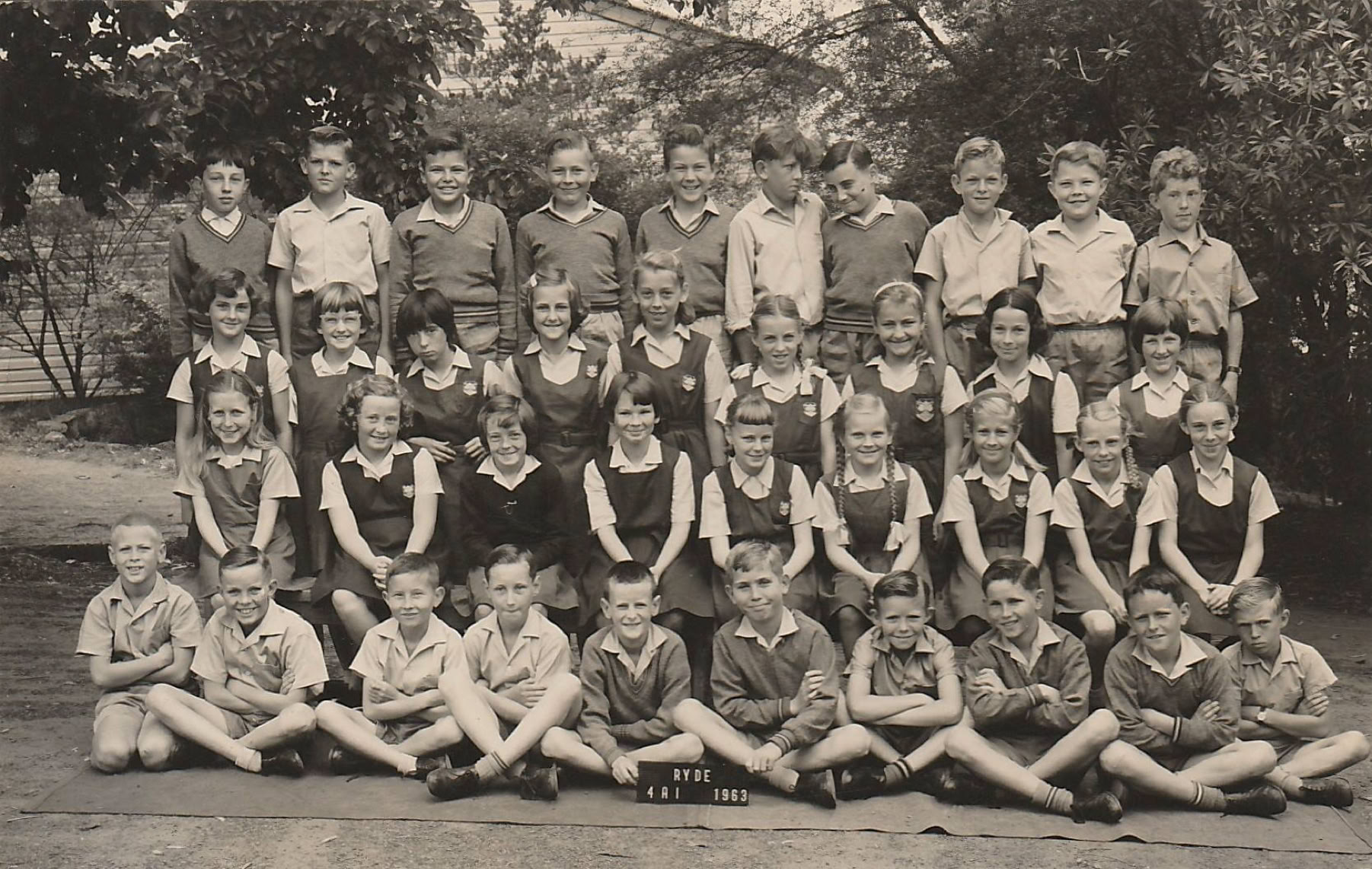 Photo of class 4A1 at Ryde Public School, Australia, in 1963.