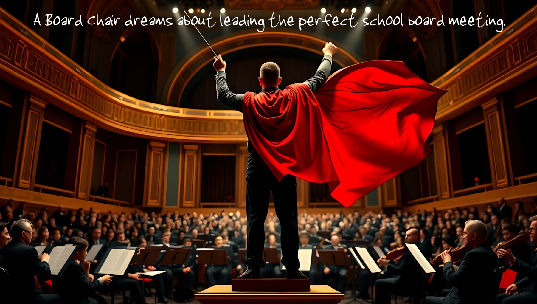 A board chair dreams about conducting the perfect school board meeting