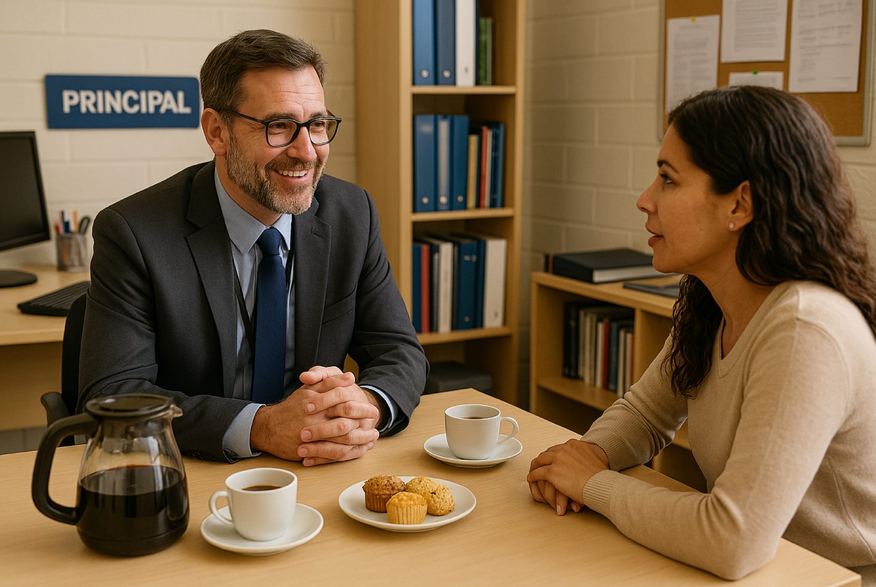 A prospective board member has an interview with the School Principal