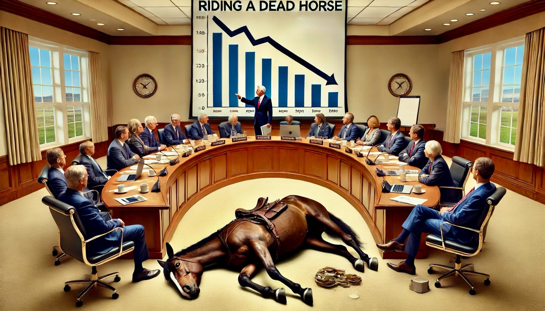 A school board clings to a failed policy or initiative.