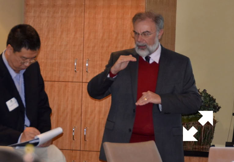 Stephen Codrington presents a workshop on school leadership at Namirembe Guest House, Kampala, Uganda