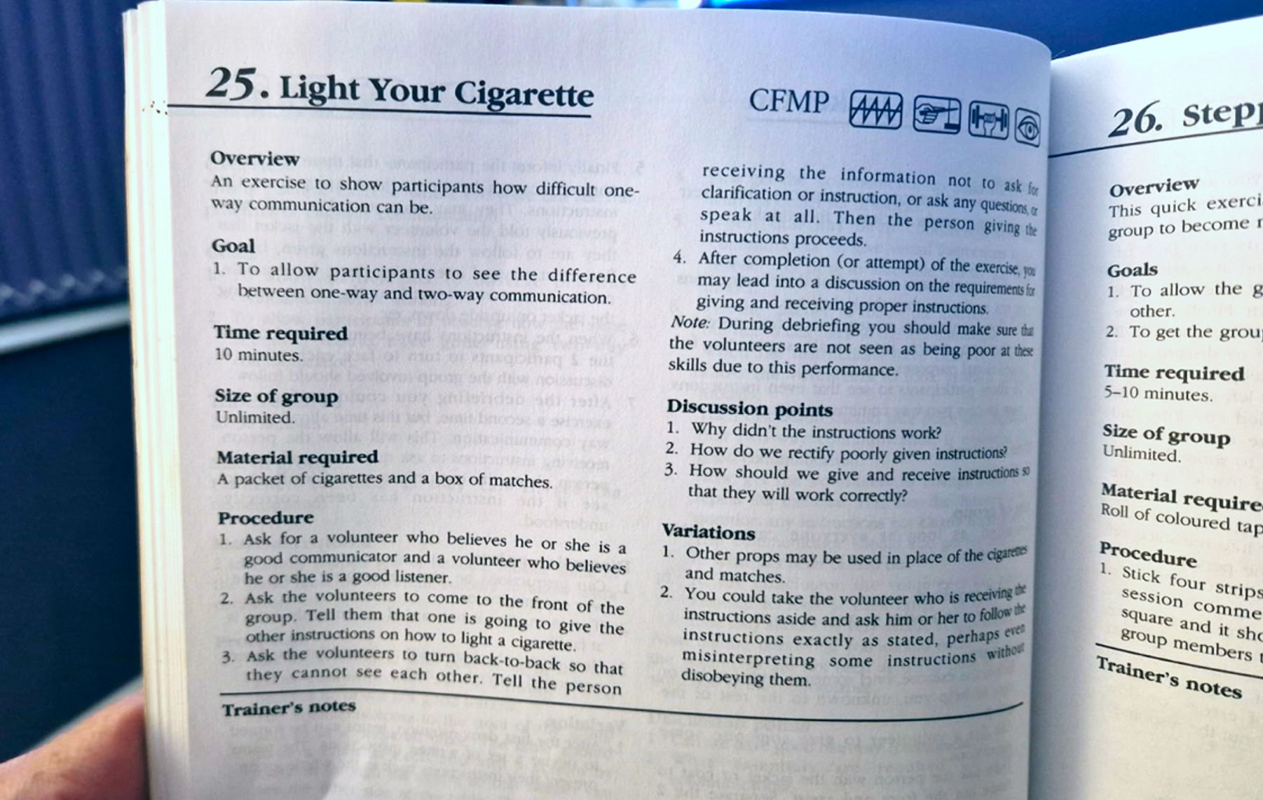 Exercise 25 in the training manual for CFMP.