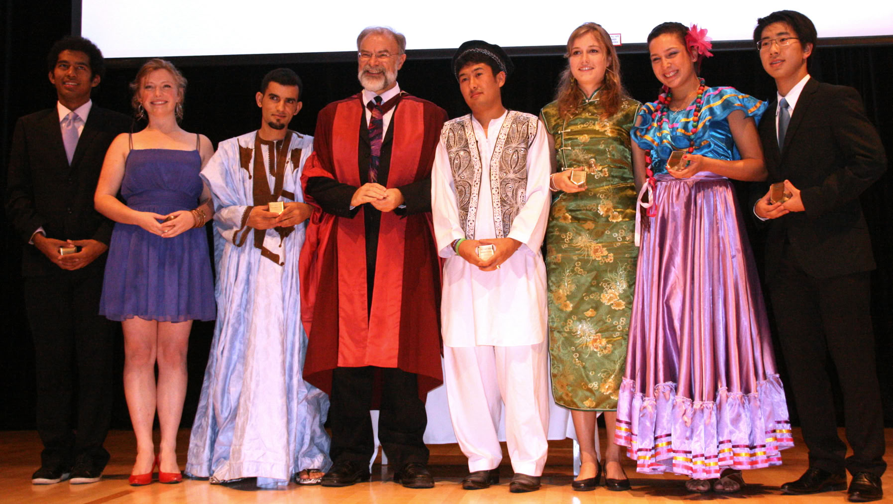 The Principal, Dr Stephen Codrington, with award winners at the 2011 graduation ceremony at Li Po Chun United World College of Kong Kong.