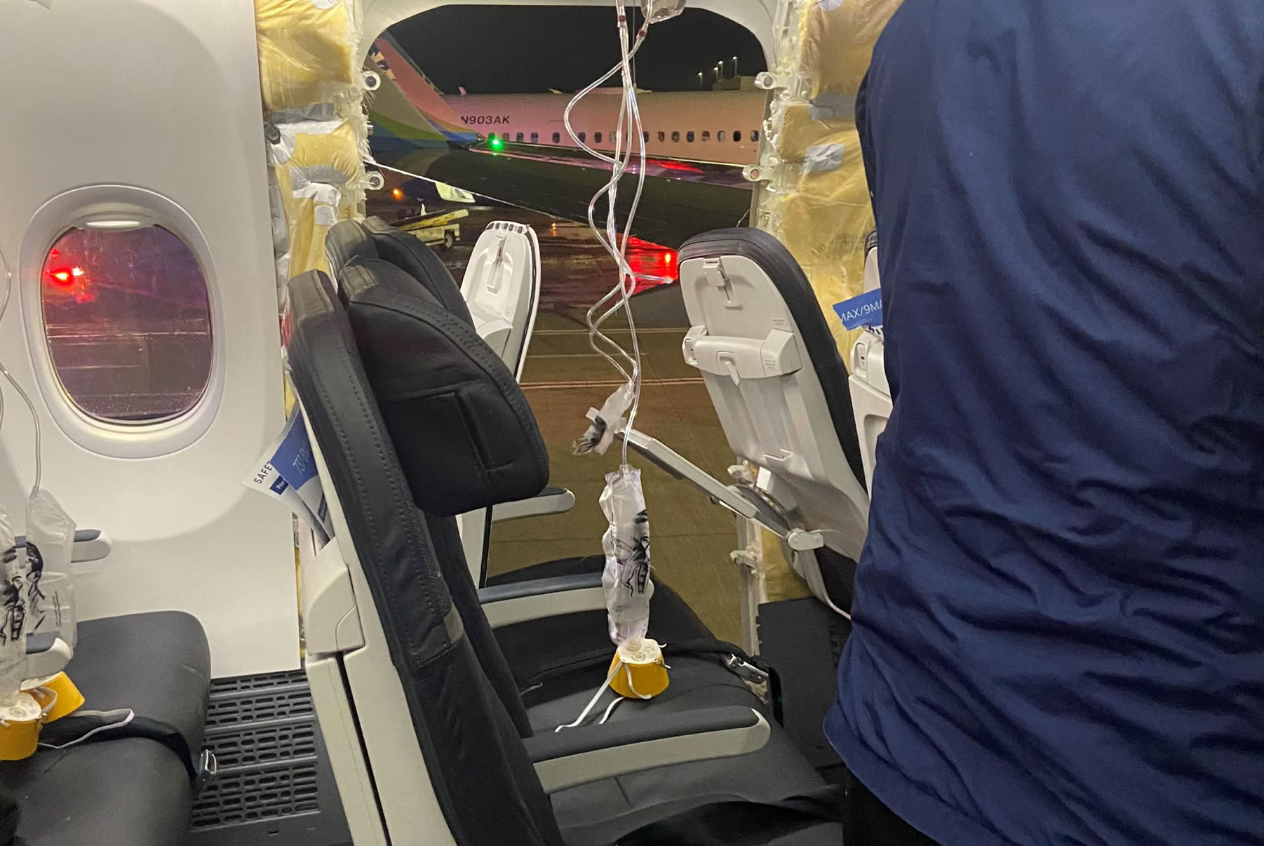 The Boeing 737 MAX 9 of Alaska Airlines that lost its door plug during an in-flight incident on 5th January 2024.  Photo: Kyle Rinker / Reuters.